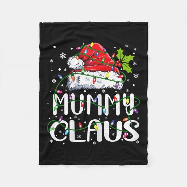 Mummy Claus jul Santa Hat Matching Family Xm Fleecefilt (Framsidan)