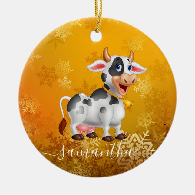 Mummy Cow Gult Ceramic Ornament (Framsidan)