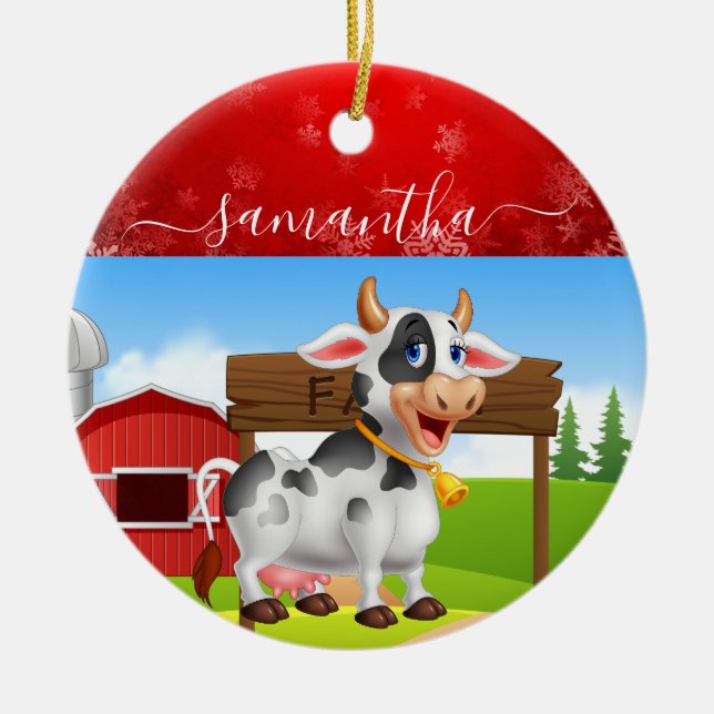 Mummy Cow jul Ceramic Ornamic Julgransprydnad Keramik (Framsidan)