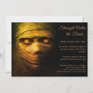Mummy Galenhet   Halloween Costume Party-inbjudan Inbjudningar