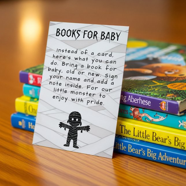 Mummy Halloween Baby Shower Bok-begäran Tilläggskort (Mummy Halloween Baby Shower Book Request Enclosure Card
)