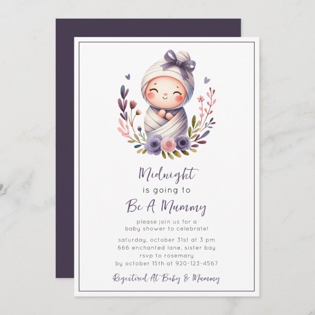 Mummy Halloween Baby Shower-inbjudan Inbjudningar (Fram/baksida)