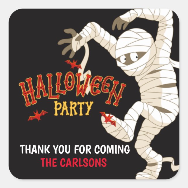 Mummy Halloween fest, Sticker Fyrkantigt Klistermärke (Framsida)