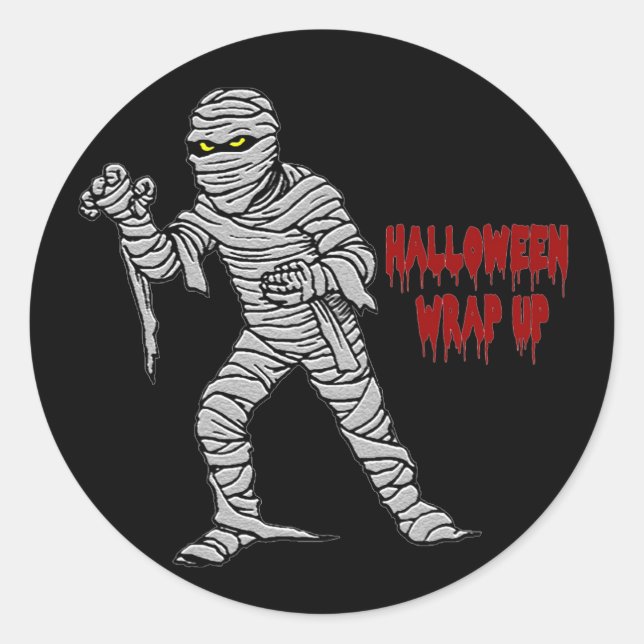 Mummy Halloween-radbrytning Runt Klistermärke (Framsida)