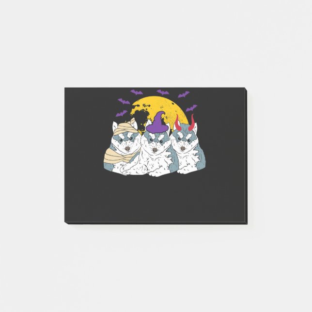 Mummy häxa siberian husky hund | hallotisk gåva post-it block (Framsida)