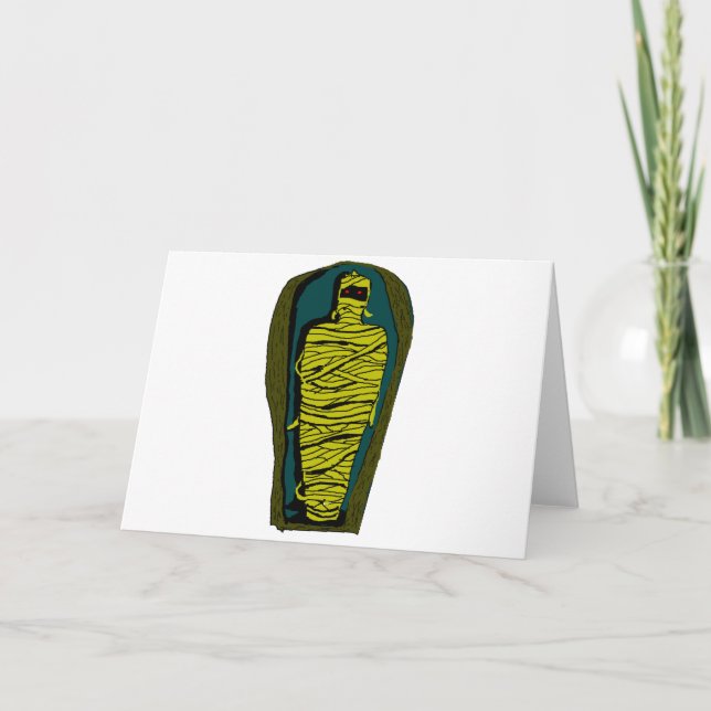 Mummy med Red Ögon inuti Egyptian Sarcophagus Kort (Framsida)