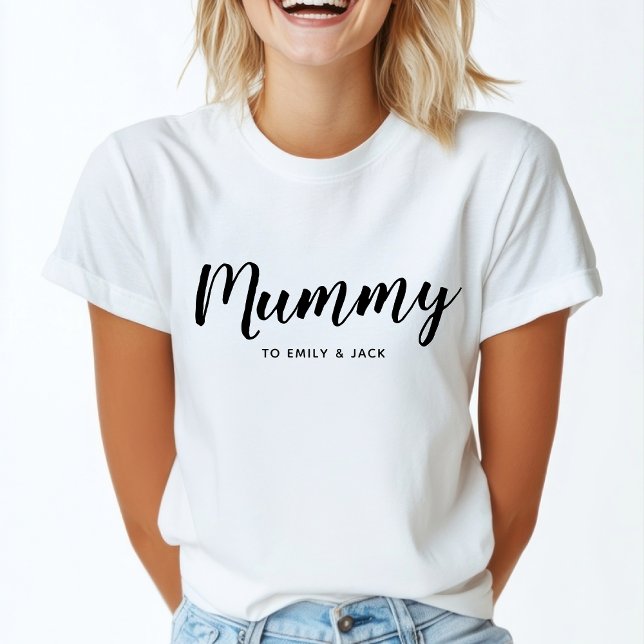Mummy | Modern Morsa Kids Namn Mors dag T Shirt (Skapare uppladdad)