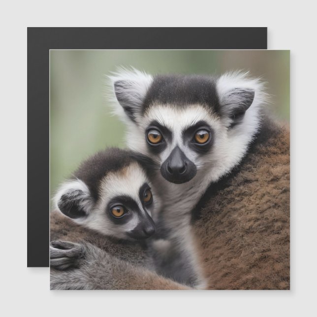 Mummy och Baby Lemur som har en klump. (Fram/baksida)