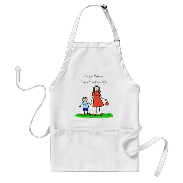 Mummy och Me Apron (Blond - Anpassade namn) Förkläde (Framsidan)