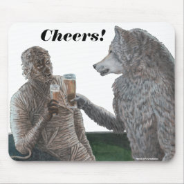Mummy och Weregger Drinking Beer Cheers Mouse Pad Musmatta