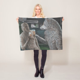 Mummy och Weregger Drinking Beer Fantasy Blanket Fleecefilt