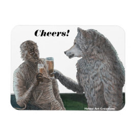 Mummy och Weregger Drinking Beer Fantasy Magnet