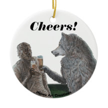 Mummy och Weregger Drinking Beer Fantasy Ornament