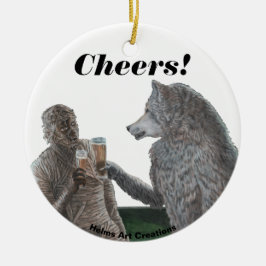 Mummy och Weregger Drinking Beer Fantasy Ornament
