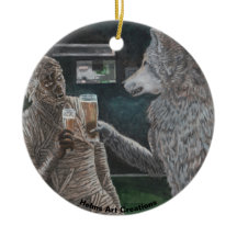 Mummy och Weregger Drinking Fantasy Art Ornament