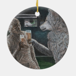 Mummy och Weregger Drinking Fantasy Art Ornament