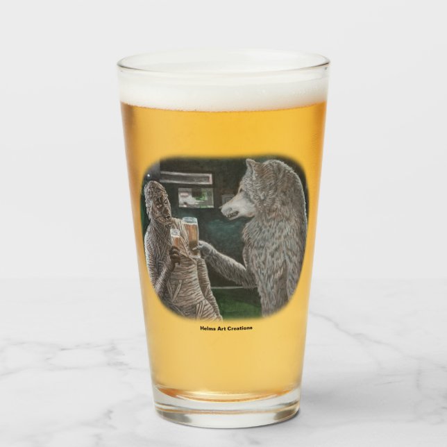 Mummy och Werevarg Drinking Fantasy Drinking Glass Glaskopp (Framsida fylld)