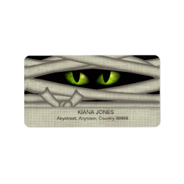 Mummy Öga Halloween Grönt ID685 Adressetikett