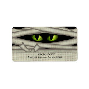 Mummy Öga Halloween Grönt ID685 Adressetikett