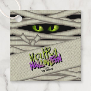 Mummy Öga Halloween Grönt ID685 Gåvor Etiketter