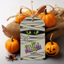 Mummy Öga Halloween Grönt ID685 Presentetikett