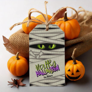 Mummy Öga Halloween Grönt ID685 Presentetikett