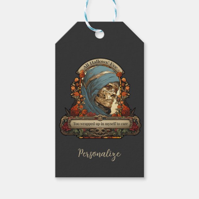 Mummy Skeleton Funny Quote Halloween Personalize Presentetikett (Framsidan)