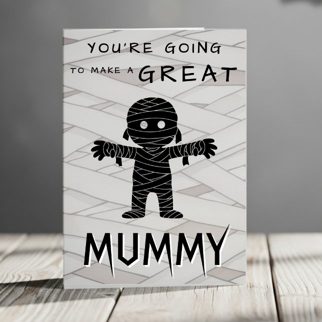 Mummy to be Halloween Baby Shower Grattiss Kort (Mummy congratulations card for Mother to be - Baby shower)