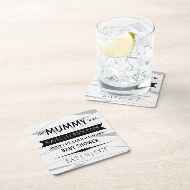 Mummy to be | Halloween Baby Shower Underlägg Papper Kvadrat (Insitu)