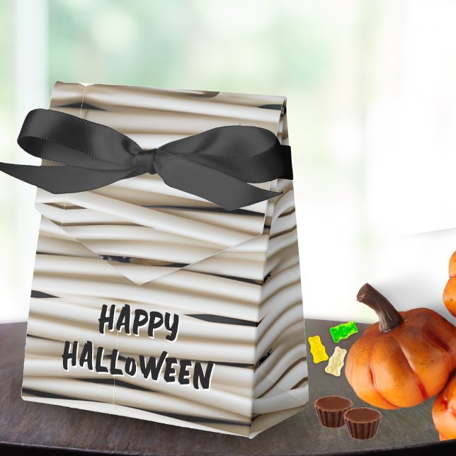 Mummy Wrap Bandage Wrapping Spooky Halloween Presentaskar (mummy bandage wrap happy Halloween party favor box)