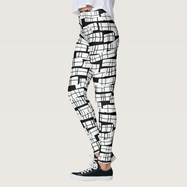 Mummy Wrap Bandages Halloween White & Black Leggings (Vänster)