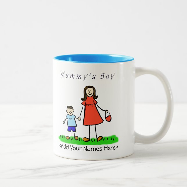 Mummy's Boy - Brunette Mor & Son Anpassningsbar Mu Två-Tonad Mugg (Höger)