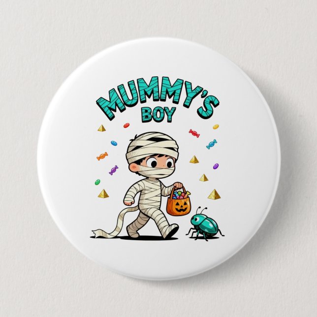 🎃 Mummy's Boy Halloween Roligt Knapp (Framsida)