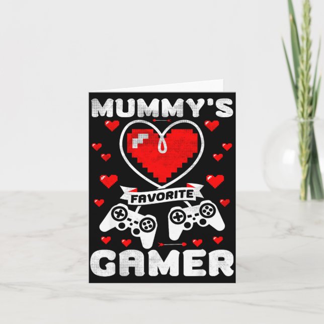 Mummy's Favorite Gamer Funny Boys Kids Valentine's Kort (Framsida)