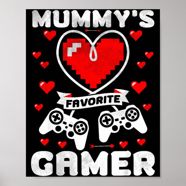 Mummy's Favorite Gamer Funny Boys Kids Valentine's Poster (Framsidan)