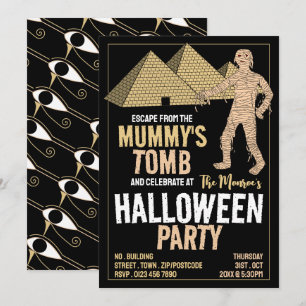 Mummy's Grav Theme, Escape Room Halloween fest Inbjudningar