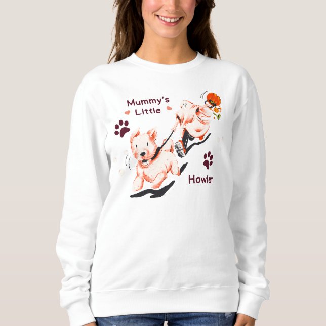 Mummy's Little Howler Hund Ghost Halloween Pumpkin T Shirt (Framsida)