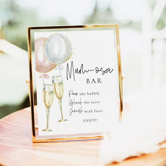 Mumosa Pub Rosa & Blue Balloon Gender Reveal-tecke Poster (Skapare uppladdad)