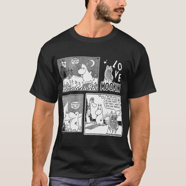 Mumripapa Blomma Svart Kontur T Shirt (Framsida)