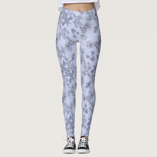 Mums Flower Overlay Lace Art Leggings (Framsida)