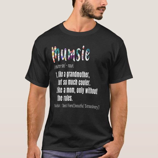 Mumsie Definition Mors dag & Birthday gift Gra T Shirt (Framsida)