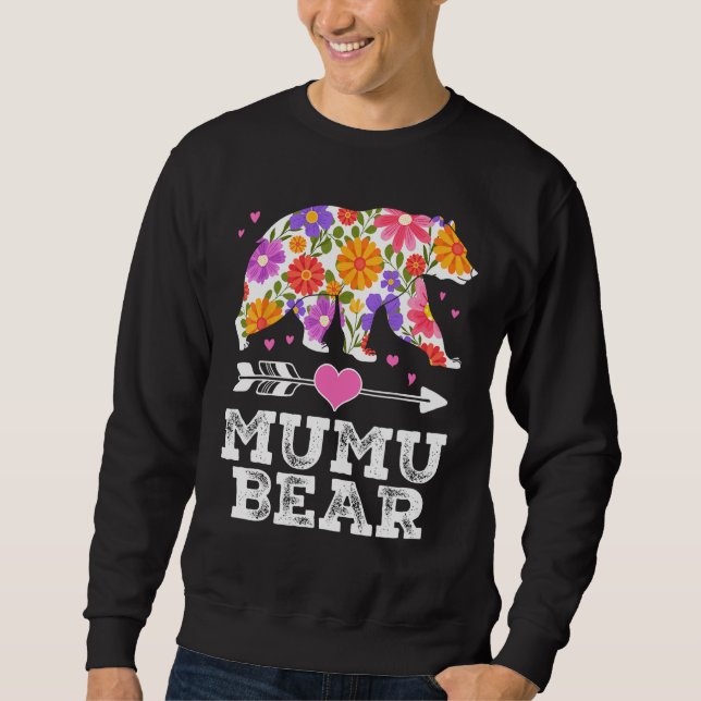 MuMu Bear Floral Mother s Day  Matching Family Lång Ärmad Tröja (Framsida)