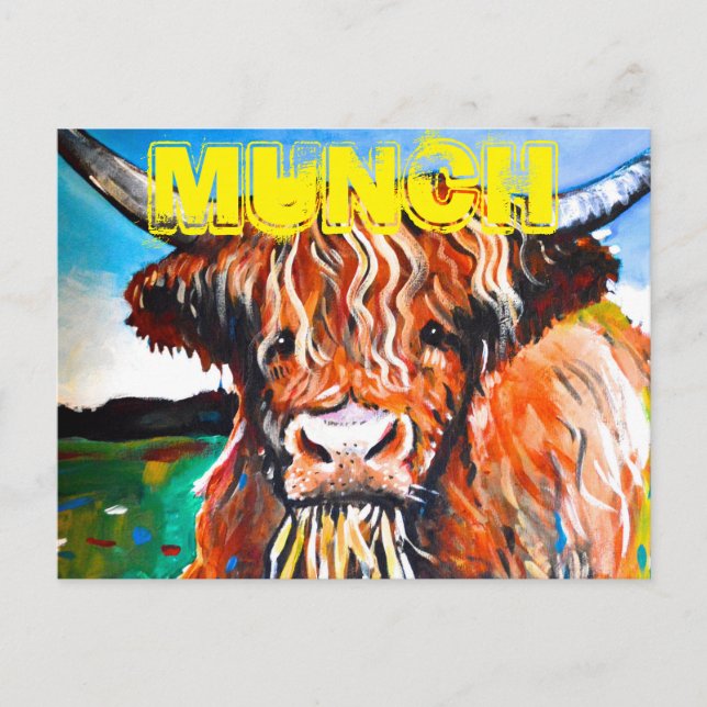 Munch the Highland Coo Vykort (Framsida)