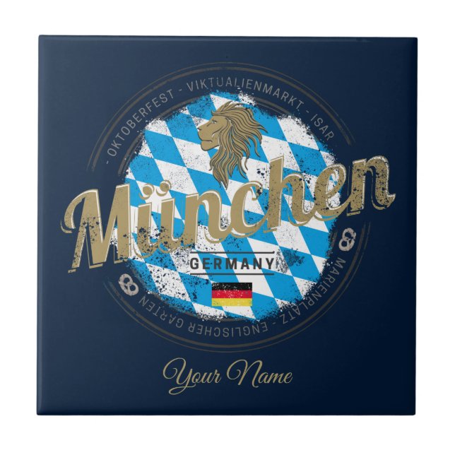 München Bavaria Vintage City Tyskland souvenir Kakelplatta (Framsidan)