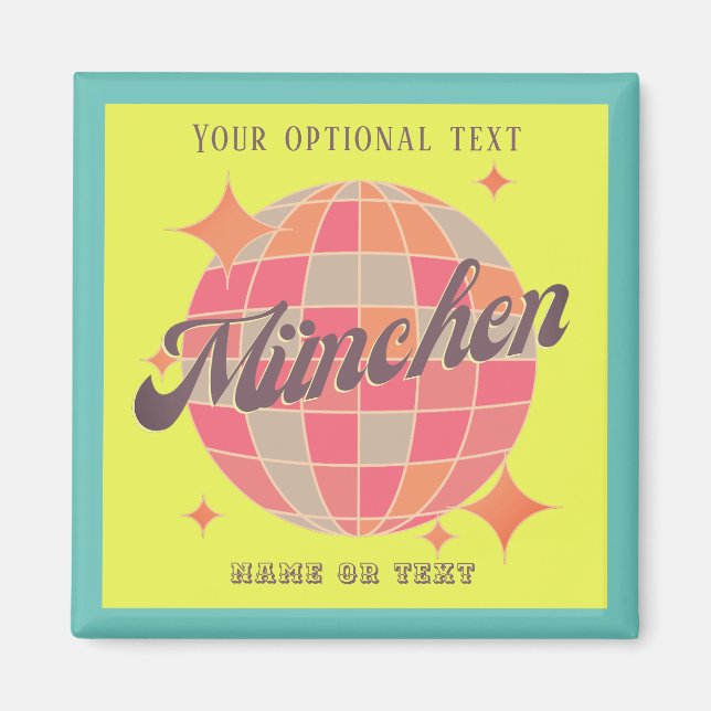 München Bayern Deutschland Retro neon gult Magnet (Framsidan)
