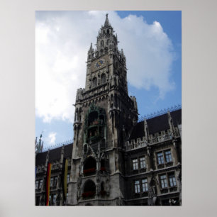 München Clock Torn Marienplatz, S Cyr Poster