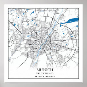 München Deutschland City Karta Travel Simple Poster