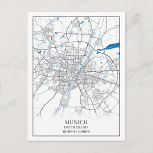 München Deutschland City Karta Travel Simple Vykort