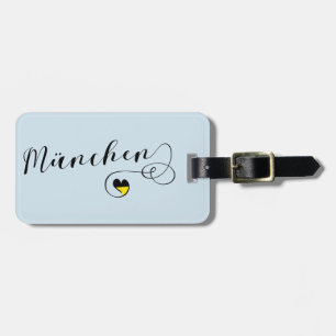 München Heart Luggage Tag Template, München Bagagebricka