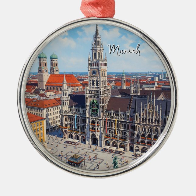 München Marienplatz Tyskland Julgransprydnad Metall (Framsidan)